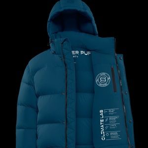 Aritzia Super Puff Shorty in Teal Agate